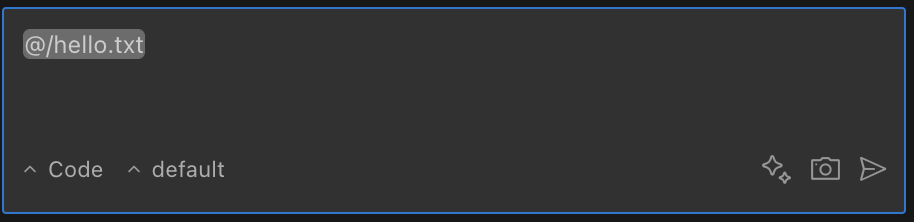 File mention example showing a file being referenced with @ and its contents appearing in the conversation